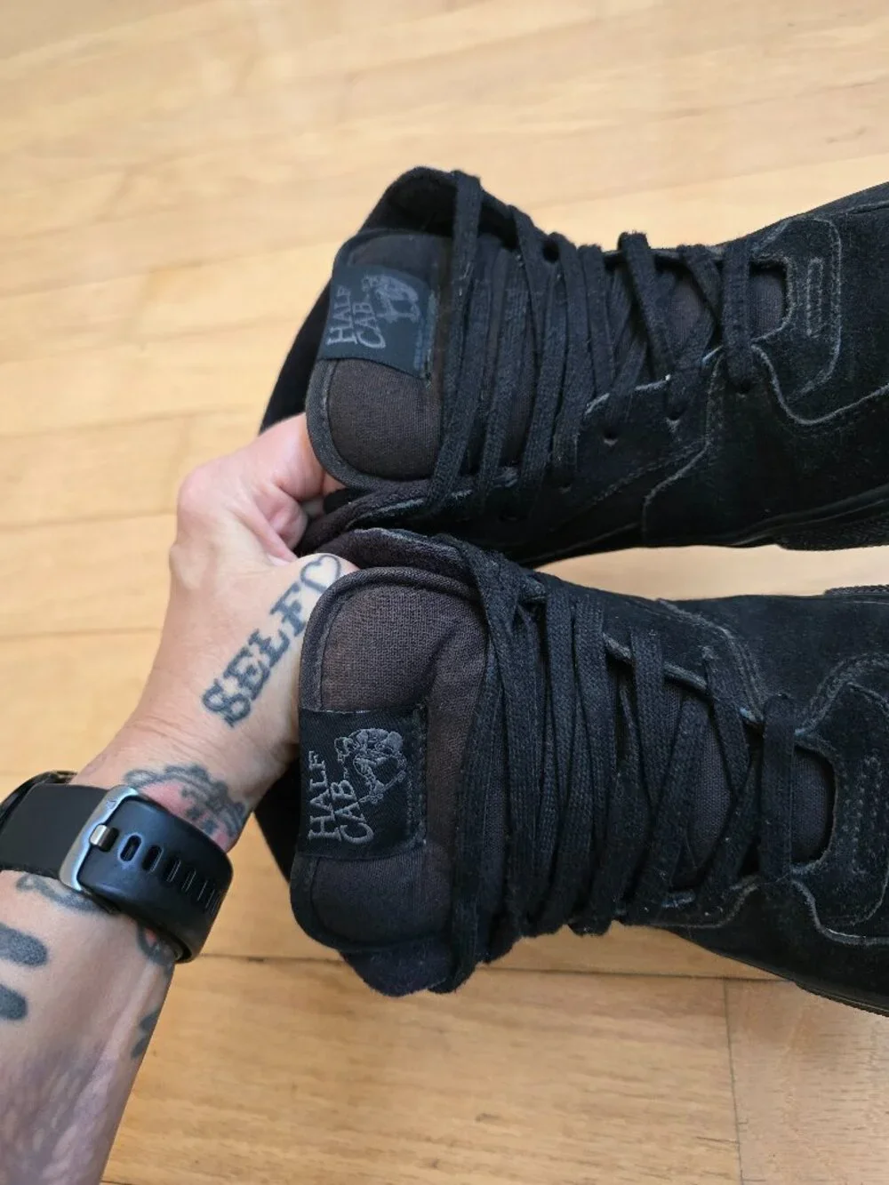 Vans | Half Cab Triple Black Suede Skateboard Sneakers | Men's 10.5